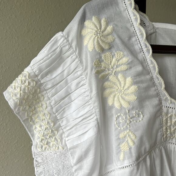 NWT LOFT by Ann Taylor White Embroidered Women's Mexican Peasant Top - size XXL - Picture 7 of 10